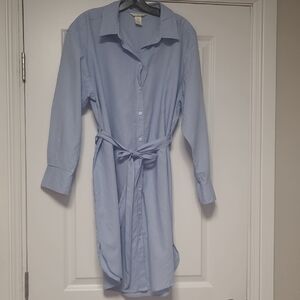 H&M Sky Blue Linen Blend Shirt Dress